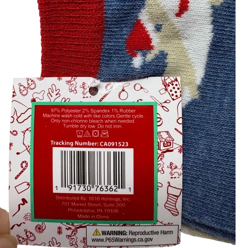 Kids Christmas Shark Crew Socks Blue Red Santa Hat Wreath One Size‎ NWT